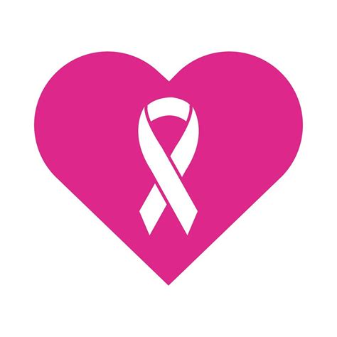 Pink Ribbon In Heart Breast Cancer Silhouette Style Icon 2599141 Vector