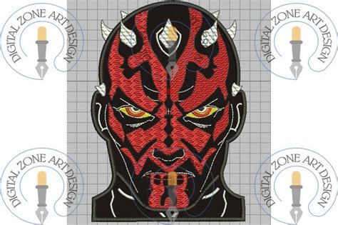 Darth Maul Portrait Head Star Wars Machine Embroidery Designs Instant