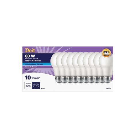 Do It 60w Equivalent Daylight A19 Medium Led Light Bulb 10 Pack Almandoz Hardware Ltd