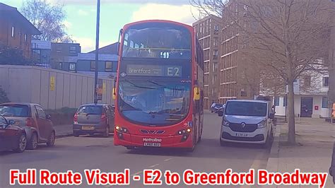 Full Route Visual London Bus Route E2 Brentford Commerce Rd To