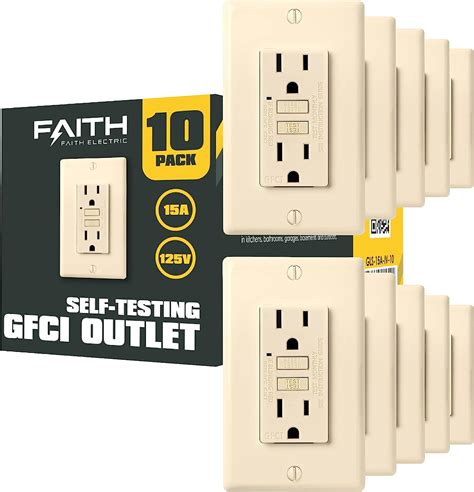 Faith 10 Pack 15a Gfci Outlets Slim Non Tamper Resistant Gfi Duplex