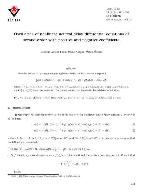 Pdf Oscillation Of Nonlinear Neutral Delay Differential Equations Of