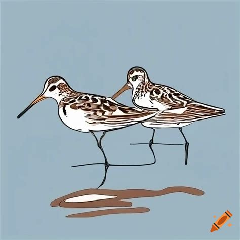 Line Drawing Of A Common Sandpiper In Brown And Blue On Craiyon