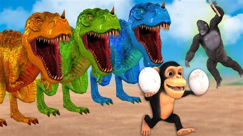 3 Titan T Rex Run Away From Funny Monkey Temple Run Gorilla Funny