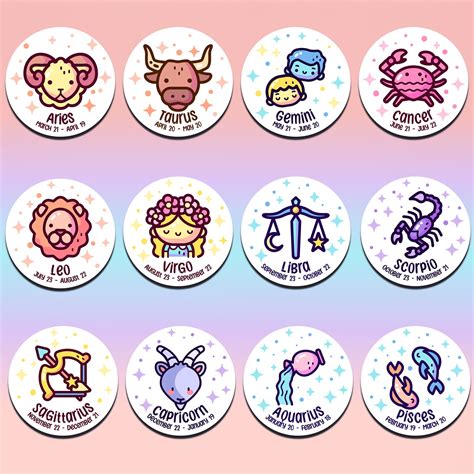 Kawaii Icon Zodiac Signs Vinyl Decal Or Sticker Water Resistant Matte