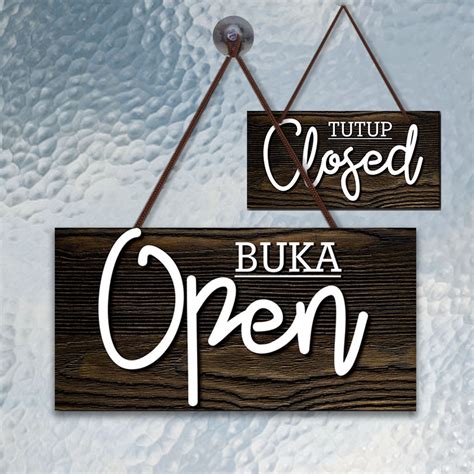 Jual Open Closed Sign Buka Tutup Papan Gantungan Ukuran 20x10 Cm