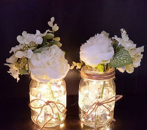 Mason jar fairy lights flowers – Artofit