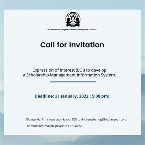 Invitation Of Expression Of Interest Eoi Bhutan Youth Development Fund