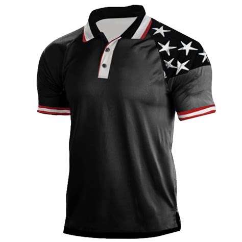 Hfolob Mens Polo Shirts Male Independence Day Flag Pullin Short Sleeve