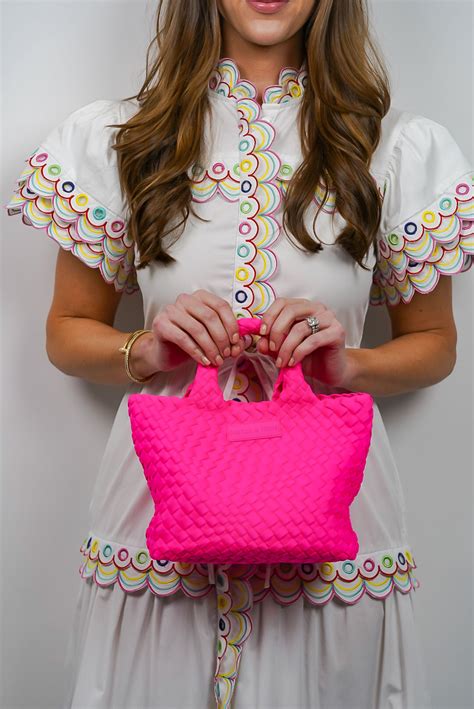 Neon Pink Woven Mini Tote — Parker And Hyde