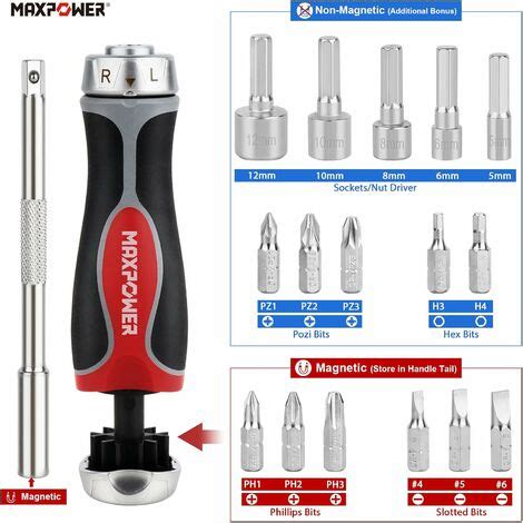 Ratchet Screwdriver Maxpower Magnetic Ratchet Screwdriver And Bit Set