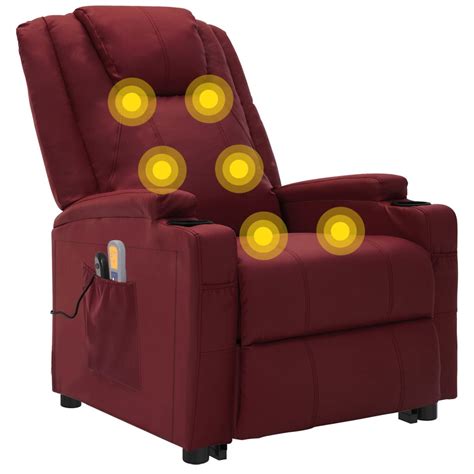 ZERODIS Fauteuil Inclinable De Massage Rouge Bordeaux Similicuir HB058