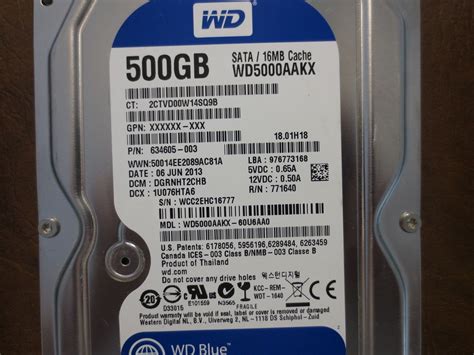 Western Digital WD5000AAKX-60U6AA0 DCM:DGRNHT2CHB 500gb Sata | Digital ...