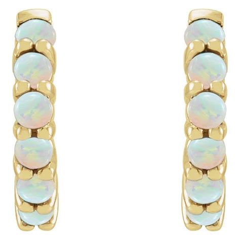 Opal 14k Gold Huggie Hoop Earrings Freshtrends