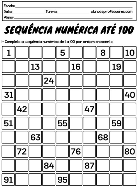 Atividade Sequencia Numerica E Escrita De Numerais Images