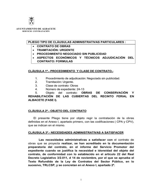 Pliego De Cl Usulas Administrativas