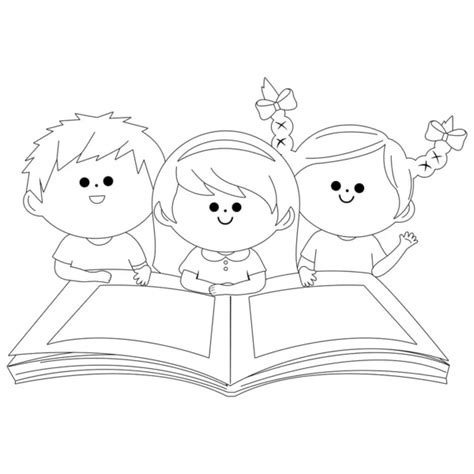 Dibujos De Niños Leyendo Libros Para Colorear Vsun