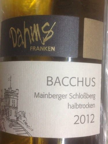 Dahms Mainberger Schlossberg Bacchus Halbtrocken Vivino Us