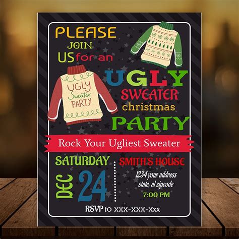 Ugly Sweater Christmas Party Invitation Printable | Bobotemp