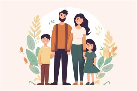 Premium AI Image | Simple illustration of a young family