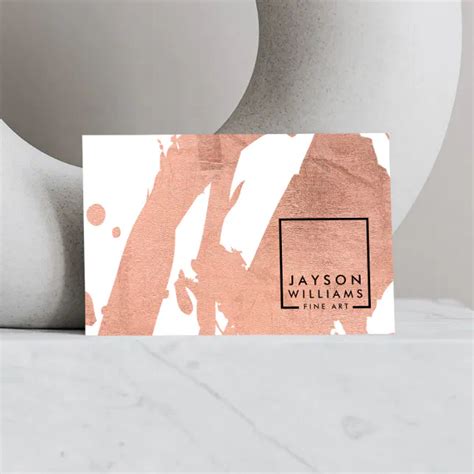 Modern Artist Abstract Faux Rose Gold Brushstrokes Business Card Zazzle