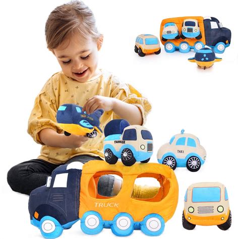 Maogolan 157 Big Car Stuffed Plush Toy Soft Truck Toy Set With 4