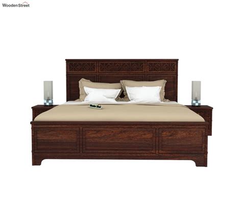 Buy Swirl Bed Without Storage King Size Walnut Finish At 25 OFF