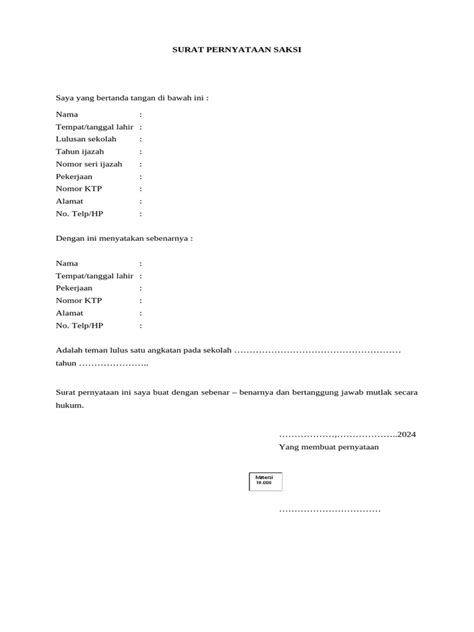 Surat Pernyataan Saksi Pdf