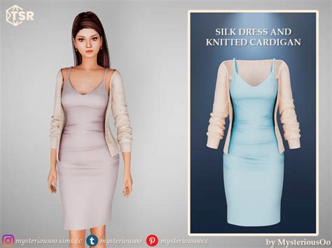 The Sims Resource Silk Dress And Knitted Cardigan