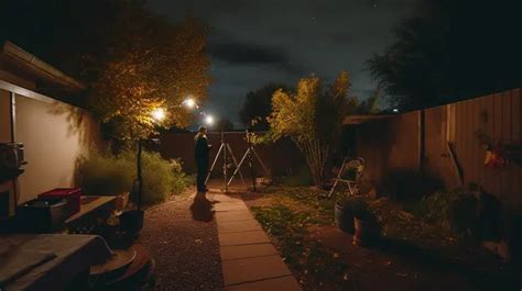 Person Stands On Backyard Light At Night Background, Outside Pictures ...