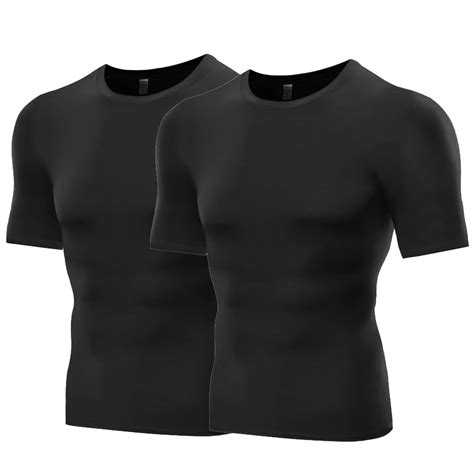 Wbq 2 Pack Mens Athletic Short Sleeve Compression Shirts Workout