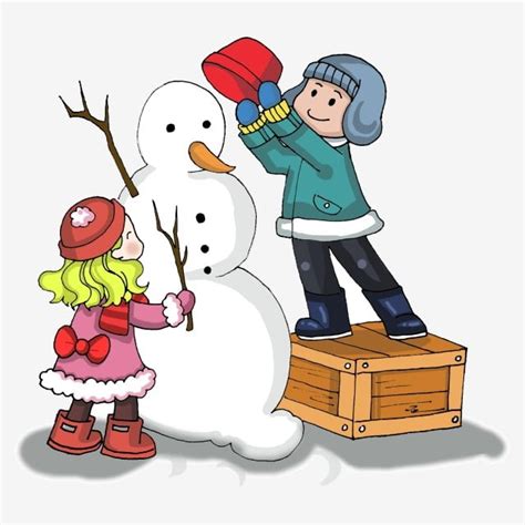 child skiing clipart transparent background   snowman  boys