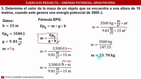 Energia Potencial Gravitatoria Determine La Altura Dos Ejercicios Hot