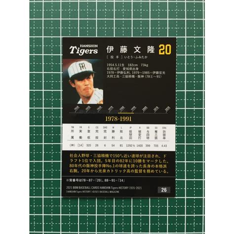 ★bbm 2021 プロ野球 阪神タイガースヒストリー 1935 2021 26 伊藤文隆 阪神タイガース レギュラーカード「球団ob