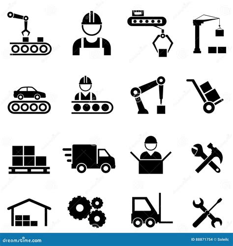 Manufacturing Icon Gear And Wrench Service Symbol Flat Line