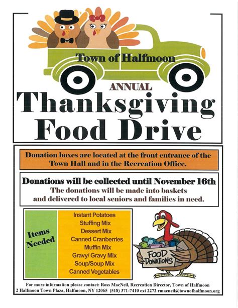 TOWN OF HALFMOON ANNUAL THANKSGIVING FOOD DRIVE Halfmoon NY