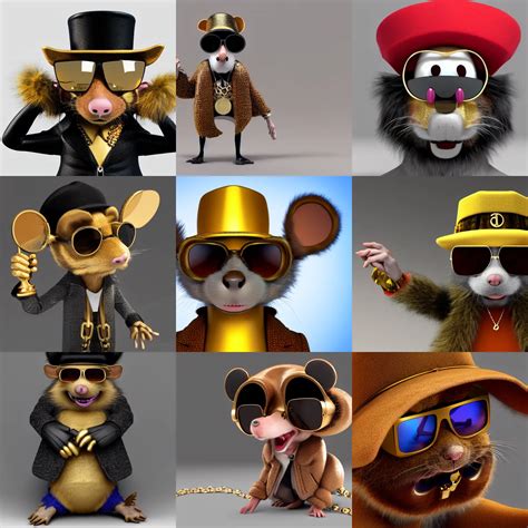 Krea Anthropomorphic Gangster Rat Wearing A Fur Coat Wearing