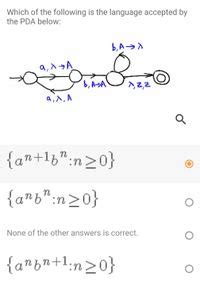 Answered Which Of The Following Is The Language Accepted By The Pda