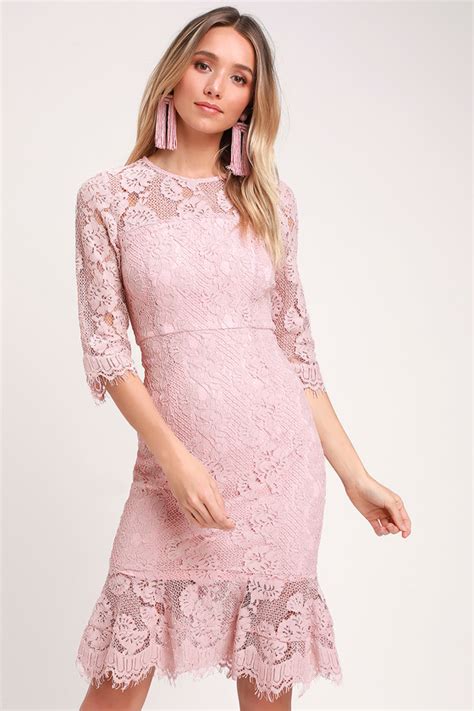 Lovely Blush Lace Dress Lace Bodycon Dress Lace Midi Dress Lulus