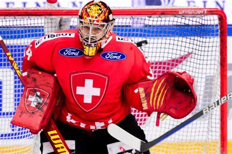 Goaltender St Phane Charlin Of Switzerland During Warmup Ahead