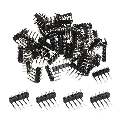 Uxcell Pack Of 50 Right Angle Pin Header DIP Single Row 5 Pin 2 54mm