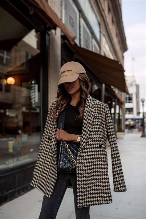 Anine Bing Houndstooth Blazer Chic Fall Outfit