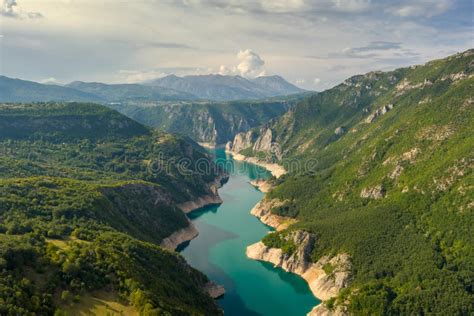 Piva River Canyon with Reservoir Piva Lake Stock Photo - Image of ...