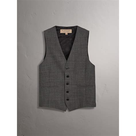 Slim Fit Wool Three Piece Suit In Dark Grey Melange Men Burberry