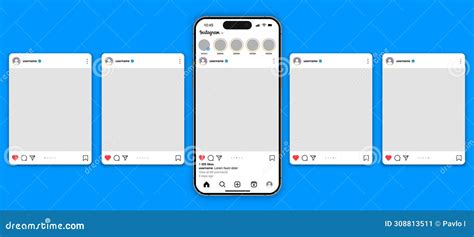 Post Instagram Feed Frame Mockup With Smartphone Iphone Pro Max Mock