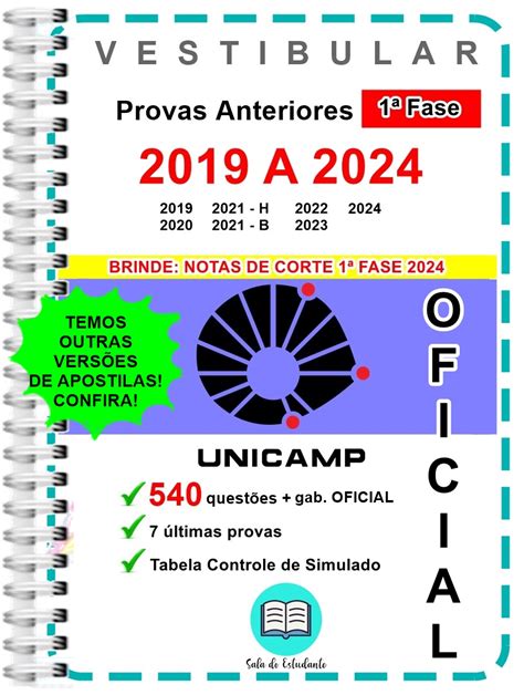 Unicamp 1º Fase Provas 2019 A 2024 Gabarito Oficial https