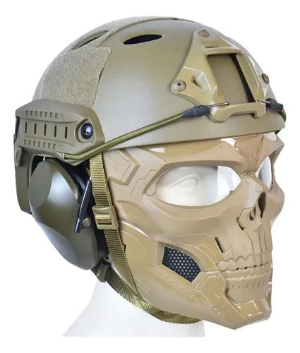 M Scara T Ctica De Airsoft Completa Y Casco T Ctico Con Orej Meses