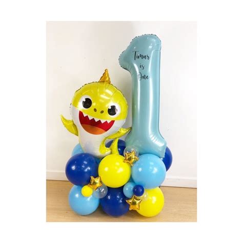 Diy Large Baby Shark Balloon Sculpture Yellow Blue Gold Baby Shark