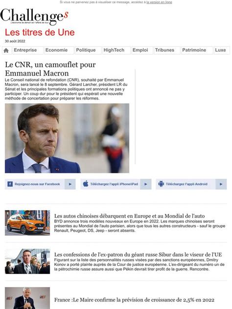 Challenges La Une Le Cnr Un Camouflet Pour Emmanuel Macron Les