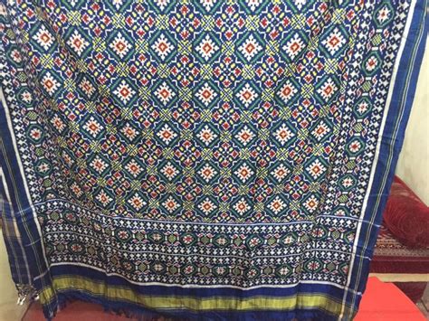 Madhvi Handicrafts Blue Chanda Design Double Ikat Patan Patola Whatsapp